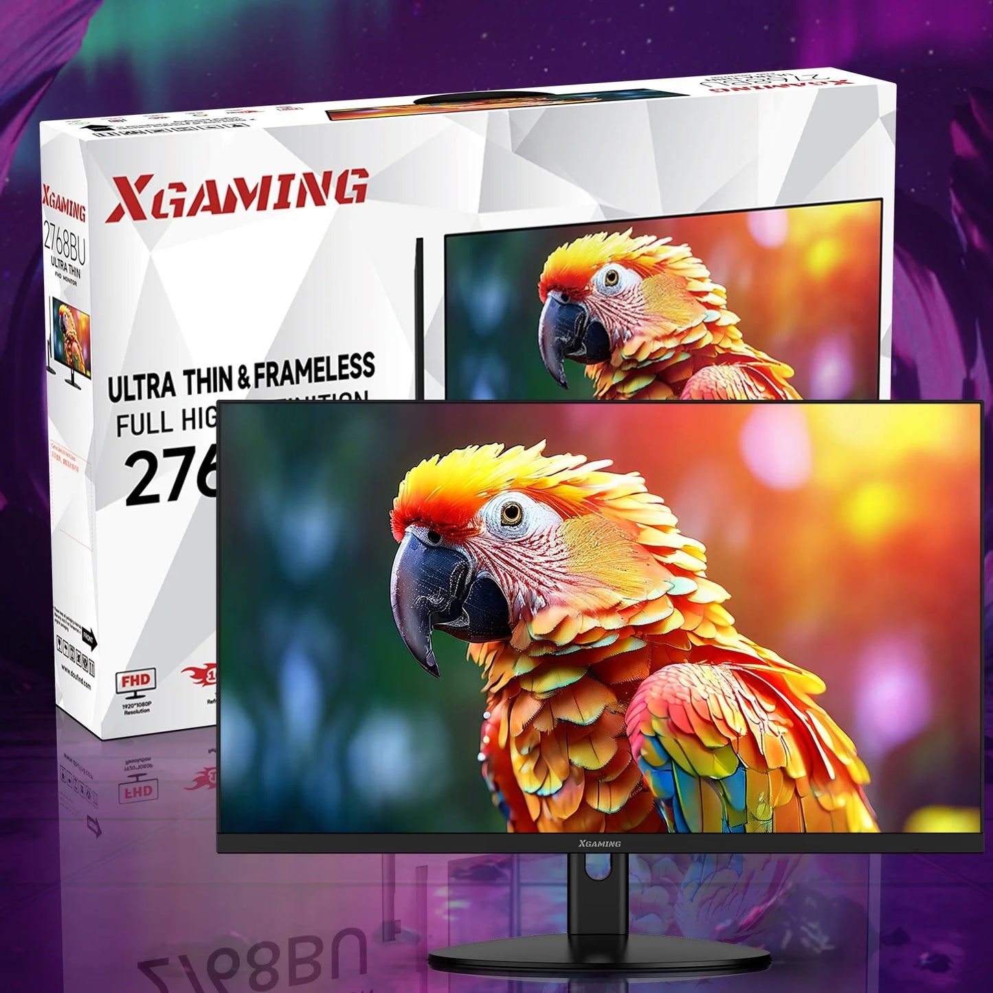 27Inch Ultra Thin 100Hz Gaming Monitor, 3-Side Borderless FHD (1920X1080P) Computer Monitor, Screen PC Computer for Office, 1Ms MPRT, Freesync,Built-In 2*Speakers, HDMI