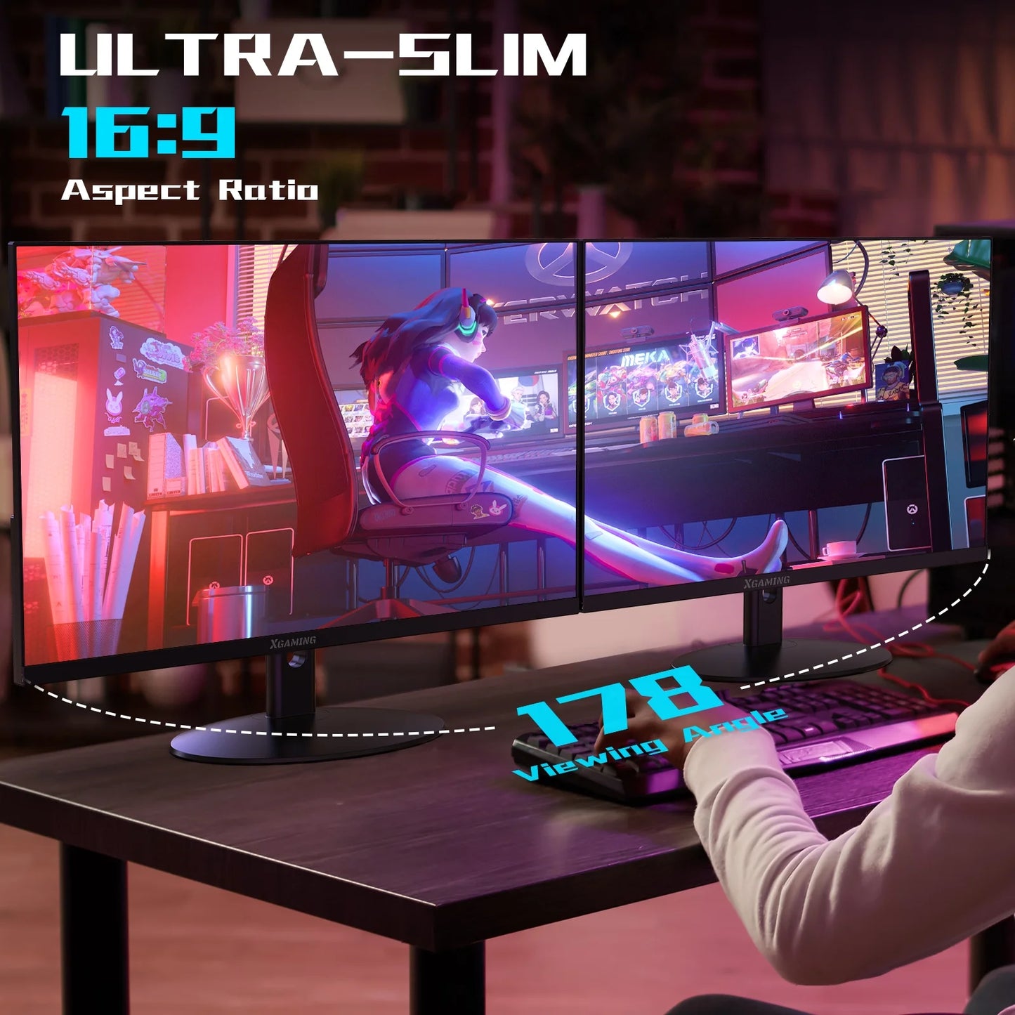 27Inch Ultra Thin 100Hz Gaming Monitor, 3-Side Borderless FHD (1920X1080P) Computer Monitor, Screen PC Computer for Office, 1Ms MPRT, Freesync,Built-In 2*Speakers, HDMI