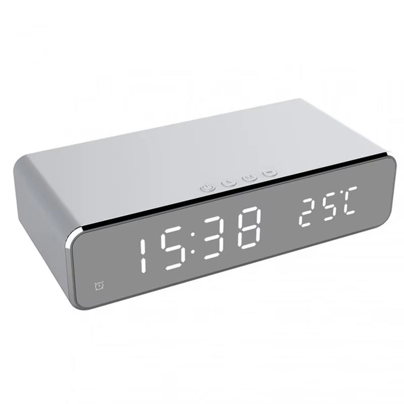 Multifunction LED Electronic Clock Radio Temperature Time Display with Mobile Phone Wireless Fast Charging Alarm Clock Radio