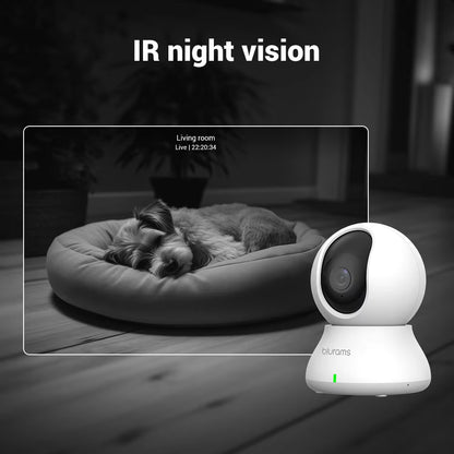 2.4＆5G Wifi Indoor Camera, 2K, 360° PTZ Pet Dog IP CCTV Camera with Phone App, 2-Way Talk, Night Vision, for Home Securi